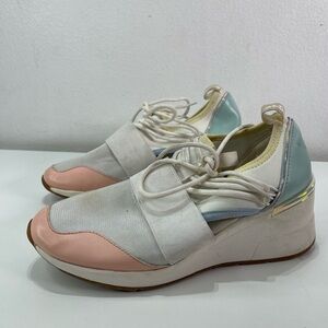 ALDO Chiara Platform Wedge Sneaker Women's 7.5 Lace Shoes Pastel